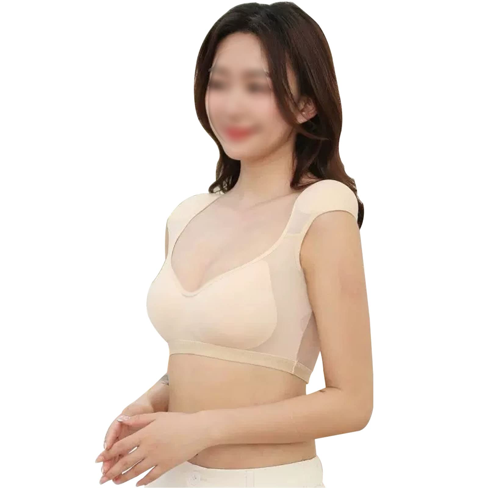 Haut d'été beige à épaulettes pour sublimer la carrure au bureau