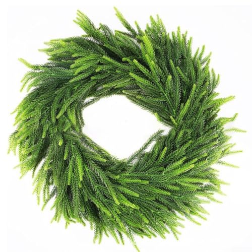 HpLive Corona de abeto artificial de 40 cm, decoración de Navidad, corona de adviento verde para puerta, pared y ventana