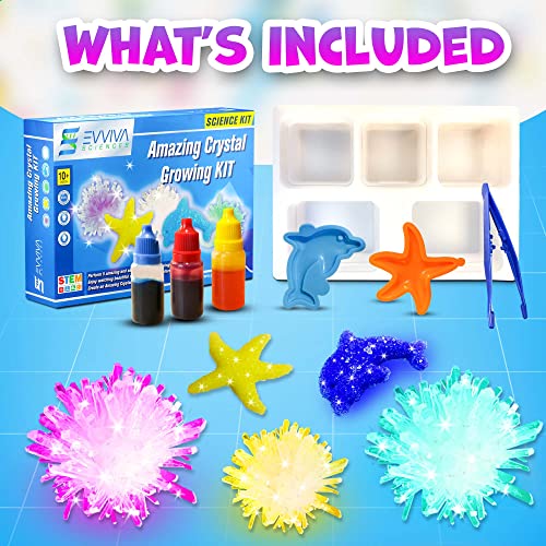 Evviva Sciences Crystal Growing Kit For Kids Science Kit To Make & Grow Rocks, Crystals, Gems – Easy All Inclusive Set – Chemistry, Geology & Learning Experiment Toy – W/ Ebook #TOP2