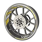 Kit pour 2 jantes de moto : 6 liserets, 2 Stickers YZF-R1, 2 Stickers Graphique adaptés pour la roue avant, 6 liserets, 2 Stickers YZF-R1, 2 Stickers Graphique adaptés pour la roue arrière : total de 20 Stickers