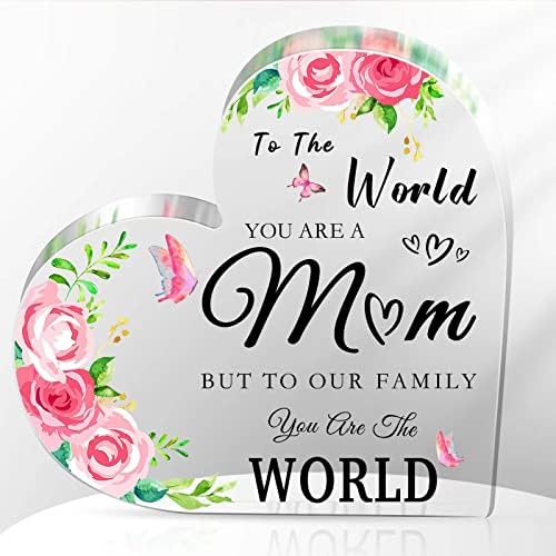 WNNNS Mom Gifts from Daughters, Acrylic Heart Plaque Gifts for Mom Mother’s Day Birthday Gifts for Mom Christmas Gifts Ideas for Mom, Acrylic Heart Sign Mother's Day Gift for Mom.