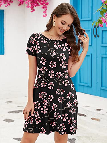 Image of KORSIS Summer Women's Dress Casual T-Shirt Short Sleeve Dresses Swing Flowy Beach Vacation Work Sundress with Pockets