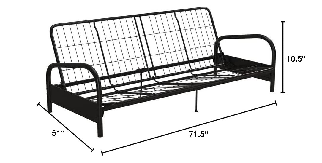 DHP Vermont Metal Futon Frame, Classic Design, Full Sized Black