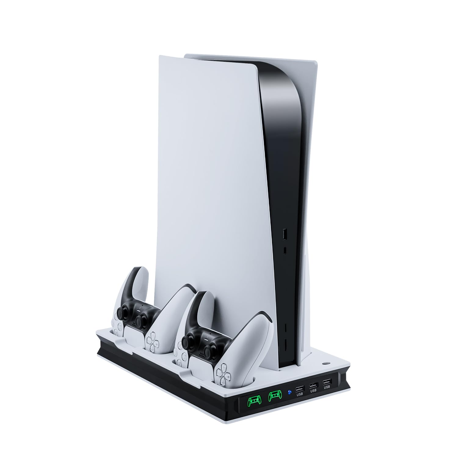 Mcbazel Soporte de Refrigeración Vertical para PS5 CFI-1016 y 1116AB,Estación de Refrigeración LED con Carga de Doble Mando para PlayStation 5 - Blanco (No para PS5 CFI-2016AB I Pro CFI-7021AB01)