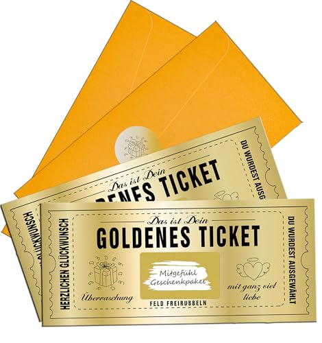 Goldene Ticket Gutschein zum selber ausfüllen mit Rubbelaufkleber Rubbelkarte zum beschriften Gutscheinkarte Reisegutschein Kinogutschein Geburtstagskarte Geschenk für Frauen Freundin (2 Stück)