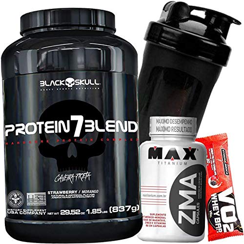 -COMBO HIPERTROFIA MASSA MAGRA - WHEY PROTEIN 7 BLEND 837G ZMA 90CAPS COQUETELEIRA+BARRA PROTEÍCA -