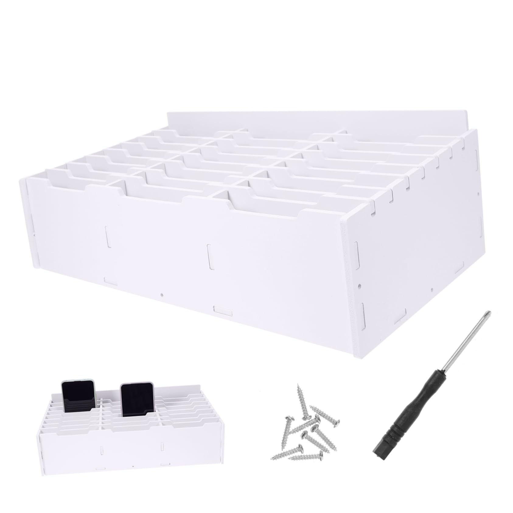 Gatuida Organizer da Scrivania e Portaoggetti in Truciolato Bianco Scomparti Multipli Superficie Levigata per Cellulari per Ufficio e Aula