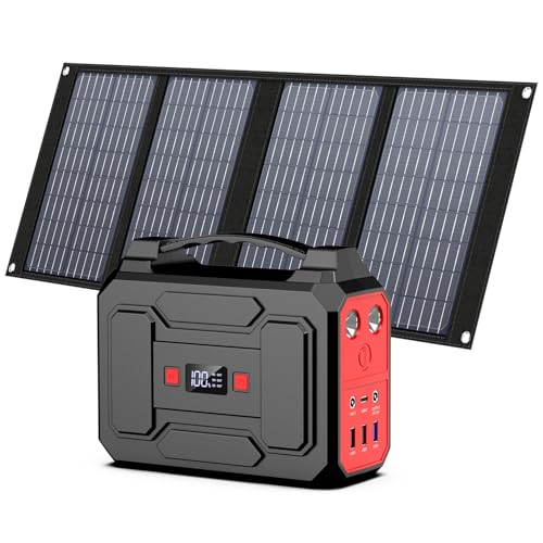 Powkey Powerstation mit Solarpanel 99Wh/27000mAh Tragbare...