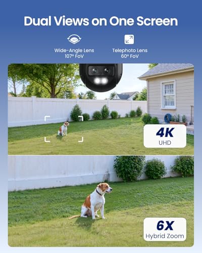 Image of REOLINK 4K 8MP Dual-Lens PTZ Wired WiFi Outdoor Security Camera, 2.4 /5GHz | 360 Auto Tracking, 6X Hybrid Zoom, Smart Person /Vehicle /Animal Detection, Dual-Band Wi-Fi, Color Night Vision, TrackMix WiFi