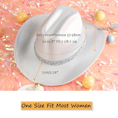 Image of Cowboy Hat for Women Bling Diamond Party Disco Cowgirl Hat | Shimmery Finish, Adjustable Strap Inside, Western Birthday Party, Music Festival and Concerts, Cowboy Costumes Accessories