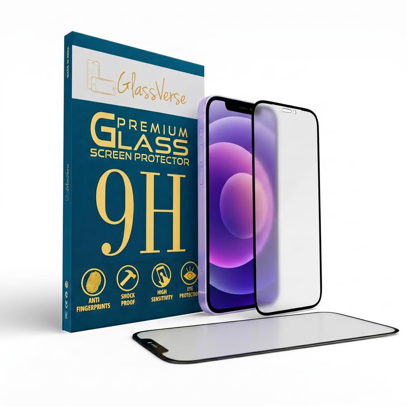 Image of GlassVerse Ultra Privacy Tempered Glass For Apple Iphone 12 mini (PACK OF 1) with Free Installation Kit. Edge To Edge. (In-Screen FingerPrint Lock will not work with the Privacy Guard) - 5.4 inch