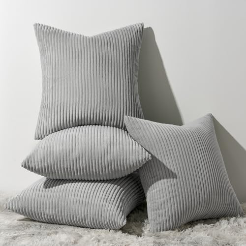 Image of Topfinel Decorative Throw Pillow Covers Cushion Cases, Set of 4 Soft Velvet Modern Double-Sided Designs, Mix and Match for Home Decor, Pillow Inserts Not Included (22x22 inch, Grey)