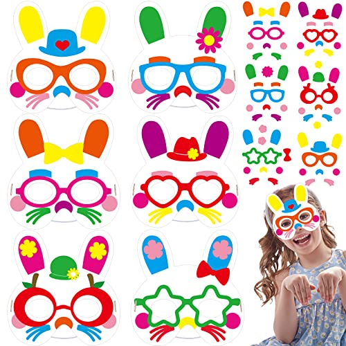 Masques de lapin de Pâques en mousse pour enfants, lot de 208 pièces pour activités manuelles