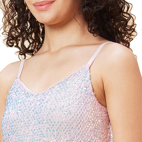 Image of Globus Women Pink Embellished Strappy Sequined Party Bodycon Dress -3638080001