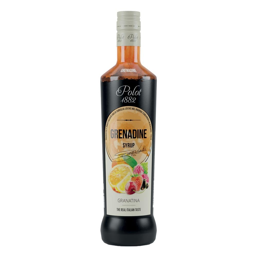 Polot 1882 Grenadine Syrup 70cl – Italian Bar-Grade Non-Alcoholic Syrup, Rich Pomegranate & Red-Fruit Sweetness, Gluten-Free, Perfect for Tequila Sunrise, Shirley Temple, Mocktails & Lemonades