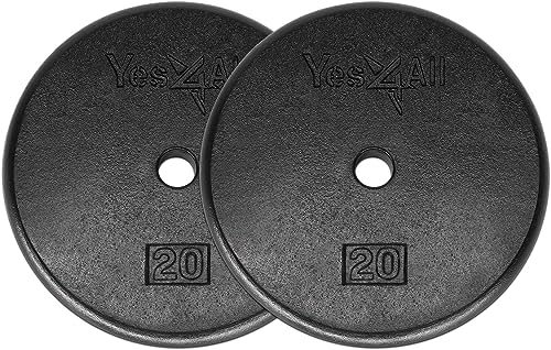 Image of Yes4All 1 Inch Grip Cast Iron Weight Plates for Dumbbells - Standard Weight Plates - 20lb