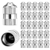 25 Pack Brass Tire Valve Caps - Heavy-Duty Stem Covers with O Rubber Seal, Silver Tire Valve Stem Covers for Cars, SUV, Bike and Bicycle, Truck, Motorcycle