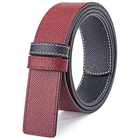 Vatee's Men's Replacement Belt Strap without Buckle Adjustable Reversible Genuine Leather Belts 1.34"(34mm) Wide 49"(125cm) Long Burgundy Red & Black Cover