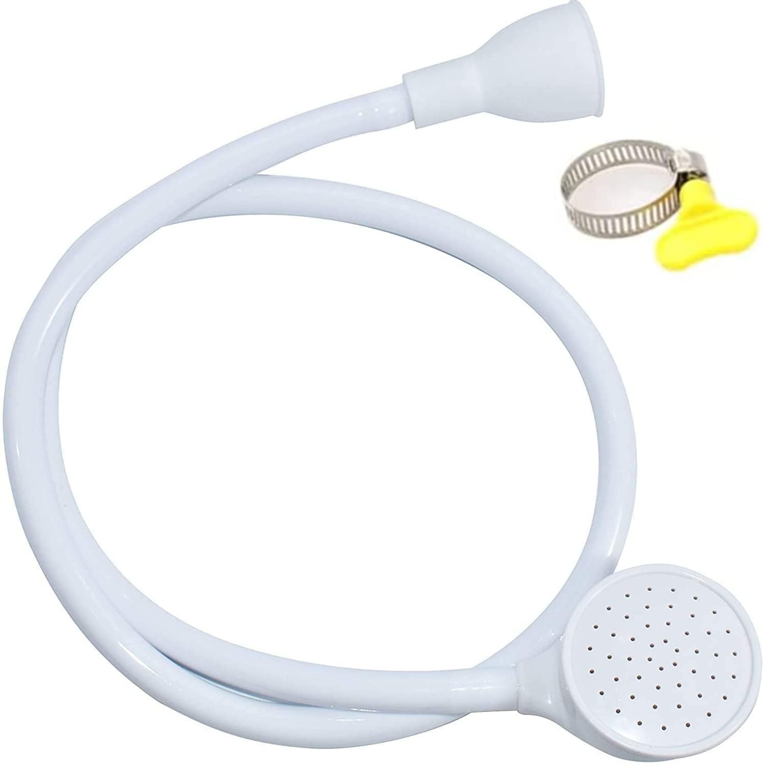 Suzmei White Sink Single Tap Shower Attachment Head Hose Spray,Bath Single Tap Shower Attachment Push On Rubber Shower Hose For Taps Washing Hand Held Portable Pet Dog (Modern, Metre(S), 1)