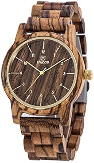 MUJUZE Herren Analoge Quarz 40mm Zebra Sandelholz Holzuhr mit Goldene Zeiger(Ahorn)