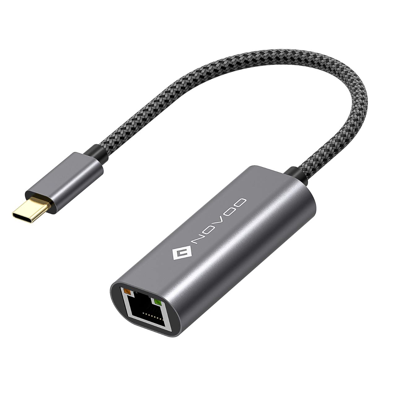 NOVOO Metal Body,Nylon Braided Cable USB Type C to RJ45 Ethernet Adapter 10/100/1000 Mbps Compatible with iPad Pro Google Book, Surface Book, Other Type-C Devices & Smartphones (NVHUBCLAN1KXLV) (B0B1V8XZ4F) Amazon Price History, Amazon Price Tracker