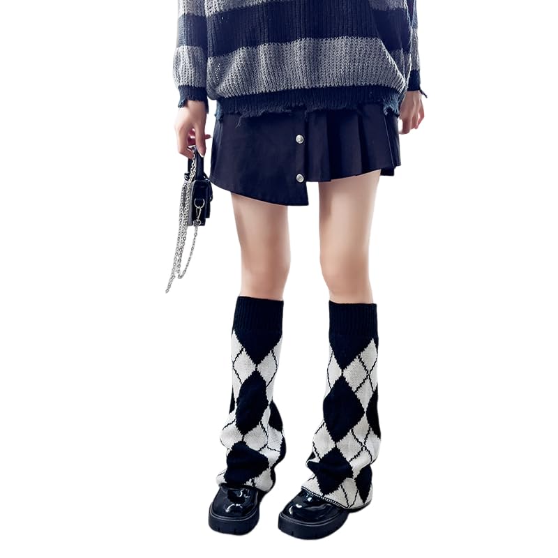 Image of WODECASA Girls Kawaii Leg Warmers Knitted Flared Leg Sleeves Goth Crochet Baggy Cuff Ankle Heap Socks