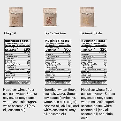 Image of Public Goods Ramen Noodles | Brothless Vegan & Vegetarian Instant Ramen | Healthy, High Protein Asian Noodle | Preservative Free | No Added MSG | Original, Sesame Paste & Spicy Sesame Oil (30 Pack)