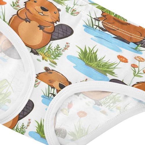 Cute Cartoon Beavers Funny Toddler Underwear Floral 2t Cotton Cute Panties Girl Personalized Kids Briefs Undies4