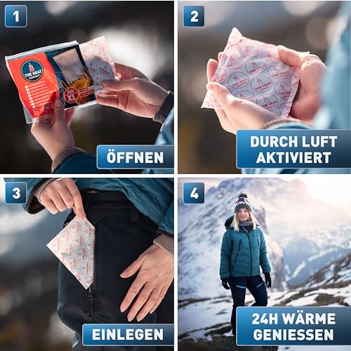 THE HEAT COMPANY Handwärmer XL - 10 Stück - EXTRA WARM - großer Taschenwärmer - Wärmekissen - 24 Stunden warme Hände - sofort einsatzbereit - luftaktiviert - rein natürlich