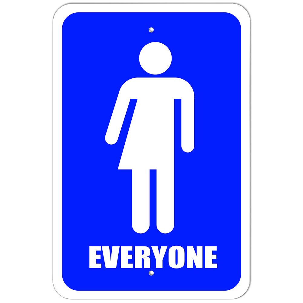 Plastic Sign Everyone Bathroom - All Gender Neutral Transgender Transexual Restroom - 6" x 9" (15.3cm x 22.9cm)
