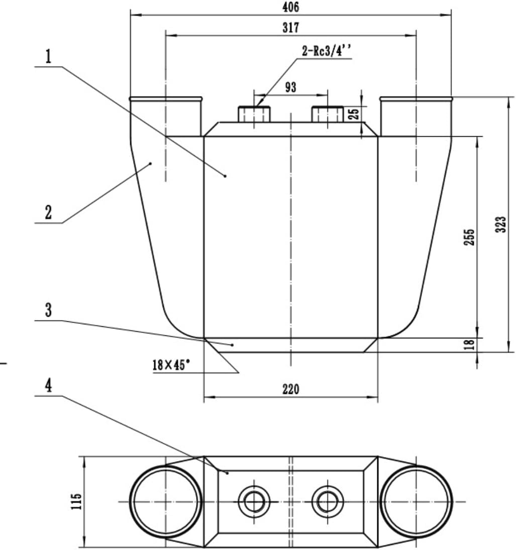 Universal Upgrade All Aluminum Water to Air Intercooler 255 x 220 x 115 mm Core A/W IC 3.5" In/Out, 16.5" x 13"x 4.5" Liquid (Black)