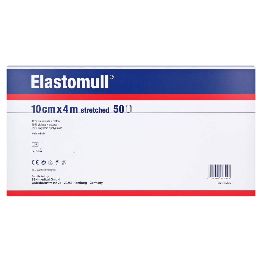 BSN Medical - Benda di fissaggio elastica Elastomull, 4 m x 10 cm, colore: Bianco