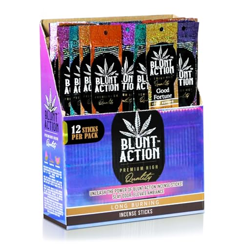 Tulasi Blunt Action Incense Sticks, 12 Packs, 144Pc, Long Lasting Fragrance, Natural Essential Oils Hand Rolled Incense Sticks for Aromatherapy, Relaxing, Yoga, Meditation, Prayer, Thanks Giving