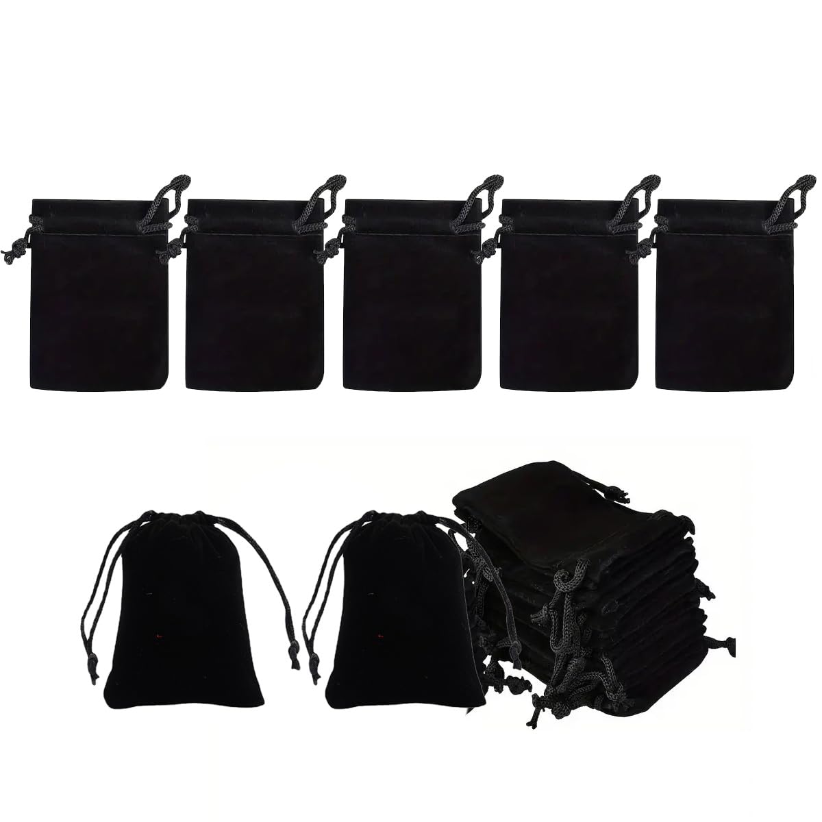 ZAAWUUT 10 Pack Velvet Drawstring Bags,Cloth Jewelry Pouches,Mini Gift Bags for Wedding Party Favors DIY Craft (Black, 2.7x3.5 Inch)