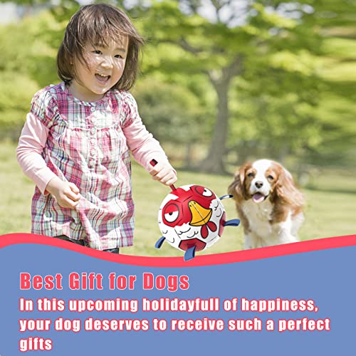 Qdan Chicken Dog Toys Soccer Ball With Straps, Interactive Dog Toys For Tug Of War, Puppy Birthday Gifts, Dog Tug Toy, Dog Water Toy, Durable Dog Balls For Dog（8 Inch） #TOP5