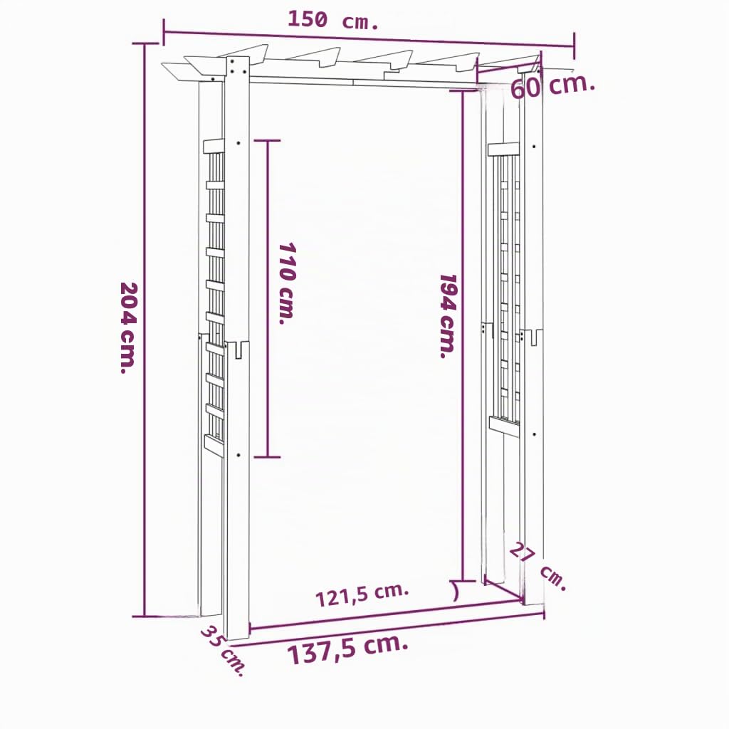 vidaXL Legno Impregnato Pino Pergola ad Arco per Piante Rampicanti Graticcio