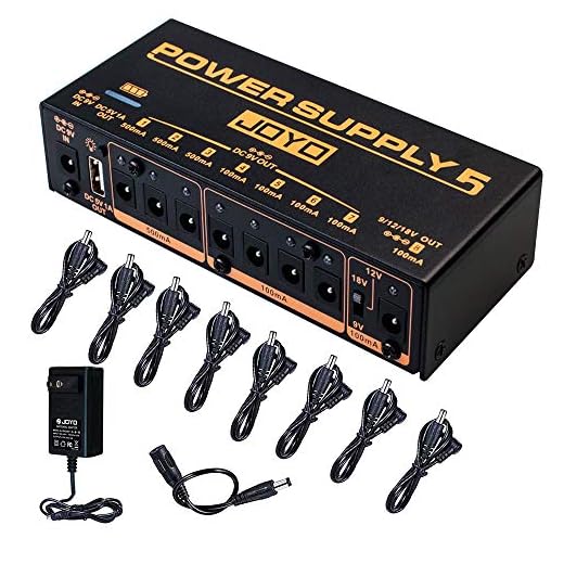 JOYO Built-in 4400mAh Rechargeable Battery Guitar Effect Pedal Power Supply 8 Outputs 9V 12V 18V (100mA, 500mA) Jacks & 5V/1A USB Port (JP-05)