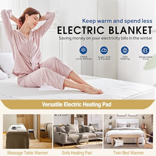 RUIANBAO Couverture chauffante électrique Couverture chauffante minuterie Tapis Chauffant Grande Taille 160 * 130cm 220V Matelas Chaud Hiver Chauffage de lit – vue 6