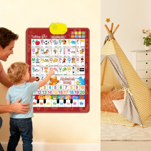Abecedario interactivo bilingüe de pared con música para aprendizaje preescolar infantil 2