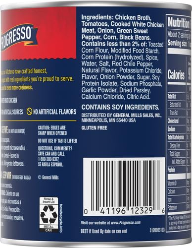 Image of Progresso Spicy Chicken Tortilla Soup, Gluten Free Canned Soup, 18.5 oz (Pack of 6)