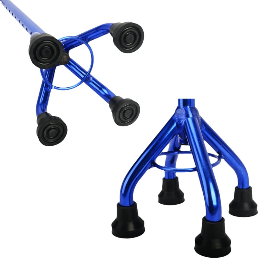 Muletas cuádruples para Hombres y Mujeres, bastón de Aluminio para Caminar con Mango ergonómico, bastón telescópico con Base de 4 Patas