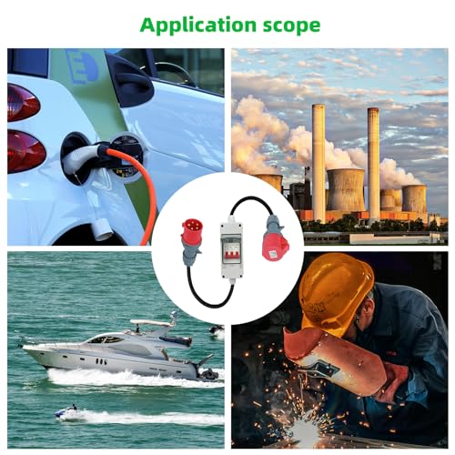 Adapter 32A Stecker auf 16A Kupplung,1 Meter Verlängerungskabel, Anschlusskabel mit Stecker,Starkstrom Verteiler, Benutzt für Elektrogeräte Anschließen Usw