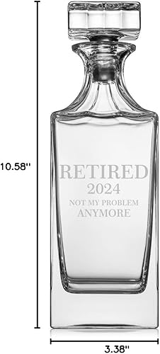 Miniatura 2 de Decantador de whisky de vidrio de 30 onzas con tapón de vidrio retirado 2025 Not My Problem Anymore divertido regalo de jubilación