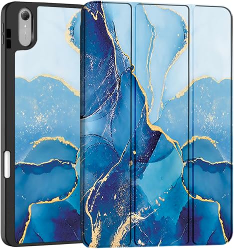 Image of Robustrion Case for Lenovo Idea Tab Pro 2nd Gen 13 inch Cover Case with [Pencil Holder] [Soft Flexible Case] for Lenovo Idea Tab Pro Gen 2 Cover Case 13 inch [Auto Sleep Wake Support] - Marble Blue