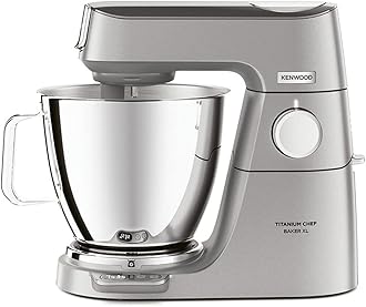 Titanium Chef Baker XL, Kitchen Machine with K-Whisk, Stand Mixer with Kneading Hook, Whisk and 6,7L Bowl, KVL85.004SI Power 1400W, Silver
