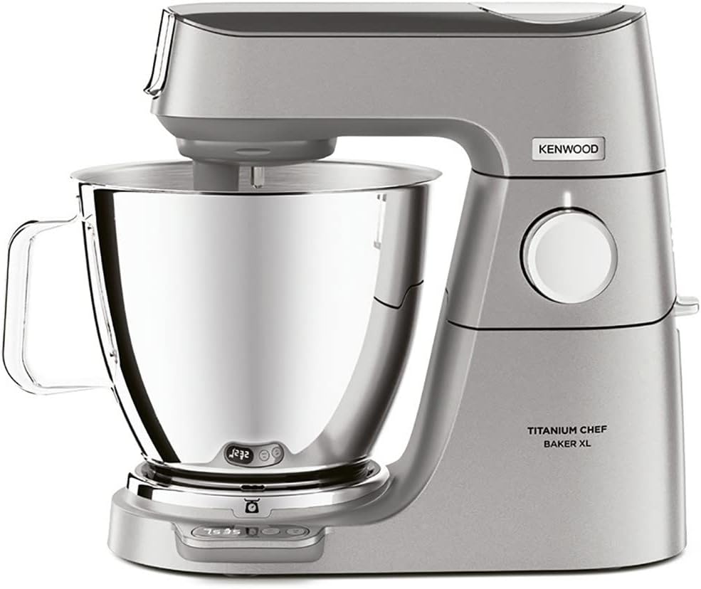 Kenwood Titanium Chef Baker XL, Kitchen Machine with K-Whisk, Stand Mixer with Kneading Hook, Whisk and 6,7L Bowl, KVL85.004SI Power 1400W, Silver