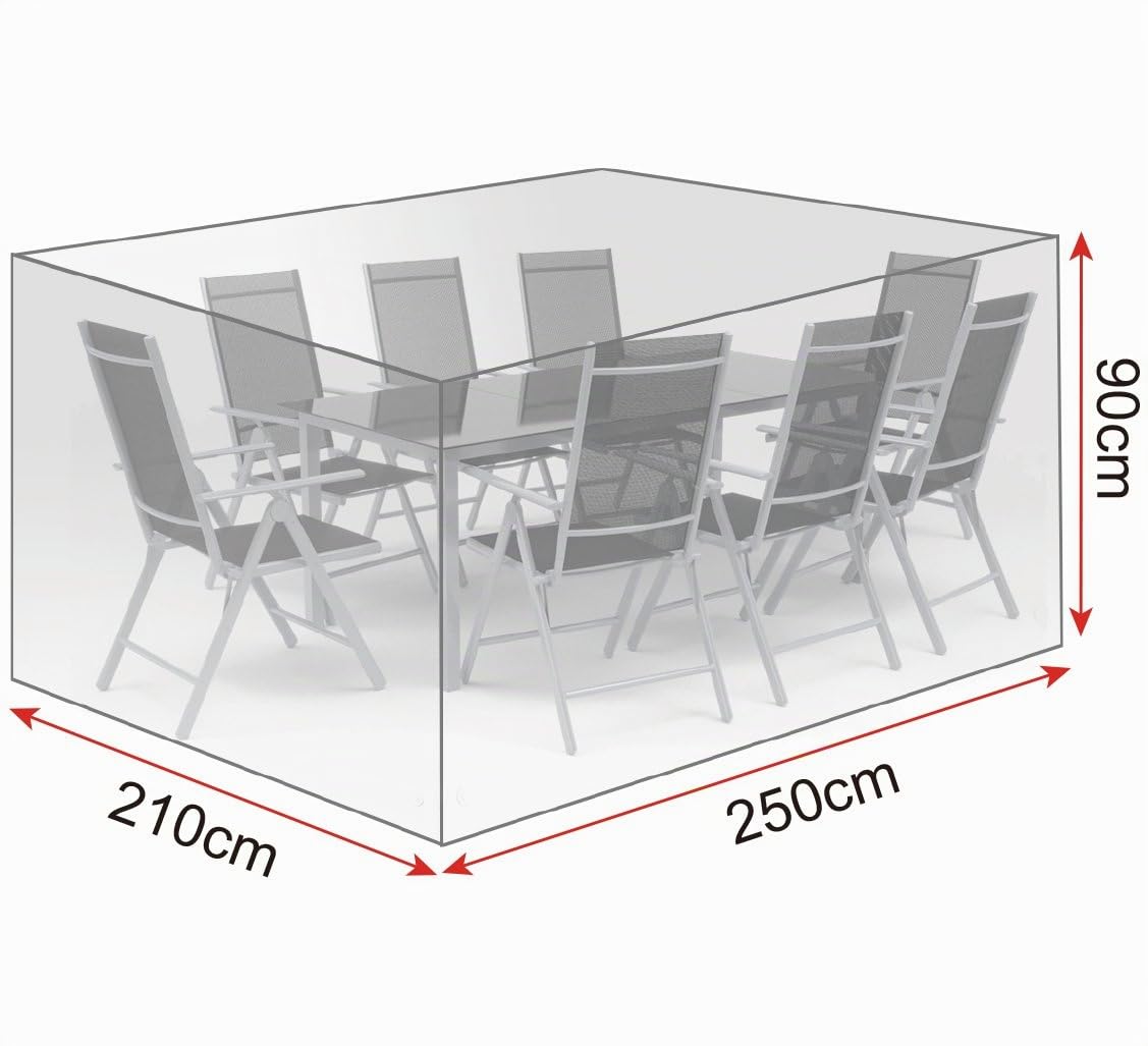 WOLTU Funda Protectora de Muebles Jardín, Cubierta de Conjunto de Muebles PE, para Sofá Exterior Impermeable, Anti-UV, a Prueba de Polvo y Viento, 250x210x90 cm