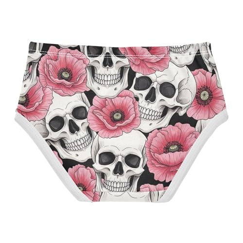 White Skulls Pink Flowers Girls Underwear Toddlers 2t Cotton Little Girl Panties Flower Briefs Underpants2
