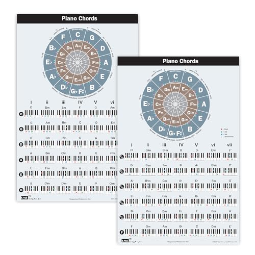 Image of QMG Piano Chord Families Poster with Circle of Fifths (11"x17") – Laminated Piano Chart, 84 Chords, Beginner Music Theory Guide, Piano Accessories for Learning Chords
