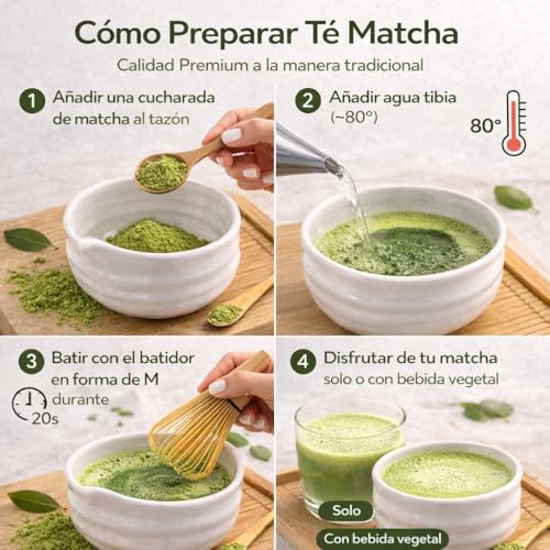 Miniatura 7 de Matcha Greens Matcha Kit Premium Batidor De Bambú, Cuenco De Porcelana Y Té Matcha 100 Natural 30g, Grado Premium, Perfecto Para Ceremonias Tradicionales.